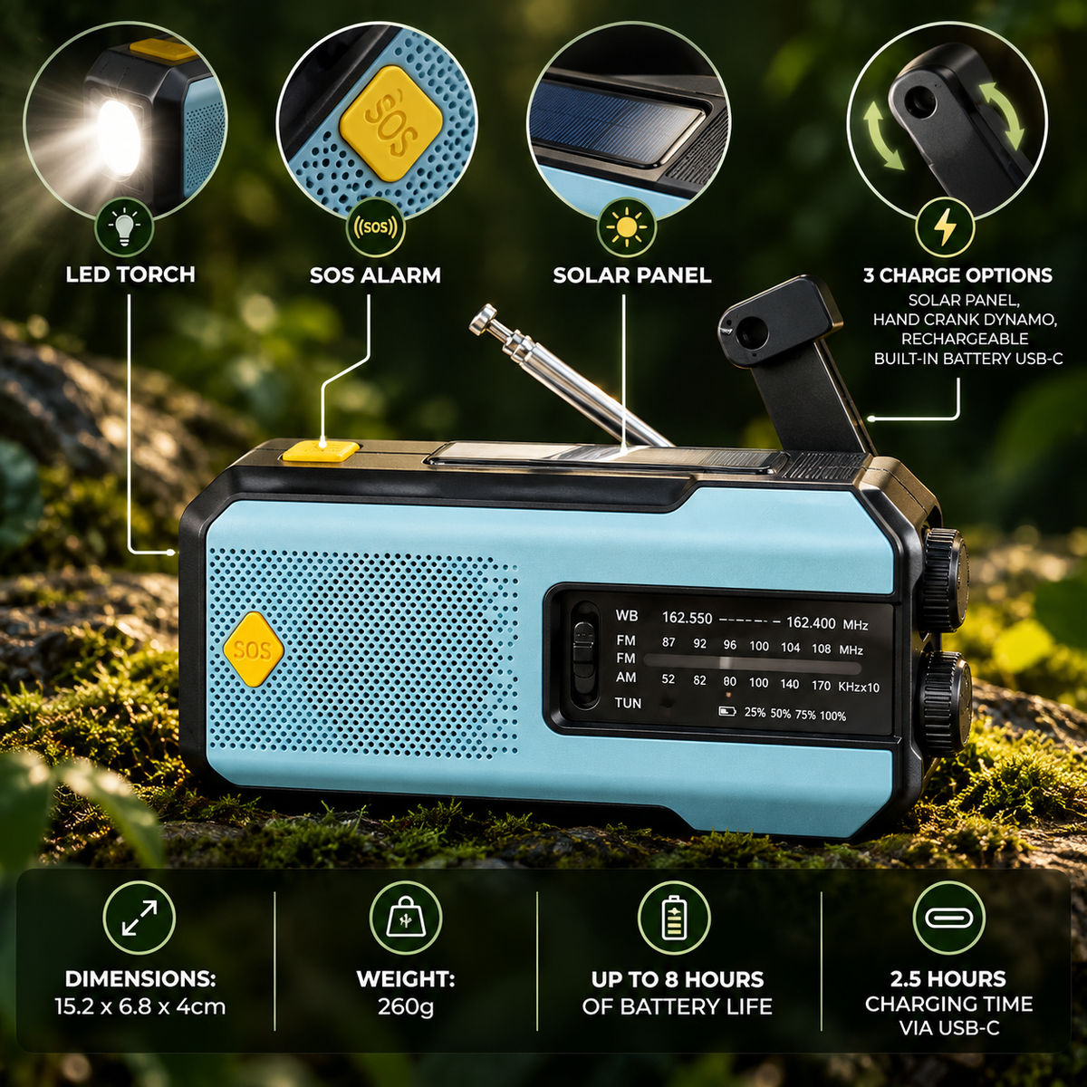 Survived Beacon® – 5-in-1 Emergency Radio